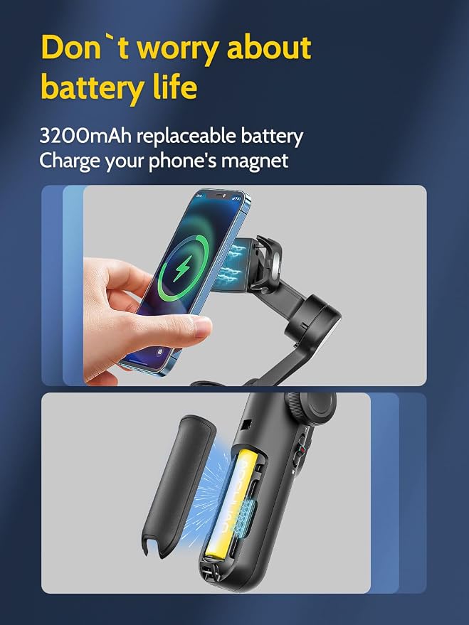 Professional Gimbal Stabilizer for Smartphone, RGB Magnetic Refill Light - Image 4
