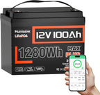 12V 100Ah LiFePO4 Lithium Battery MAX Bluetooth 5.0 IP67, Built-in 110A BMS by HumsiENK