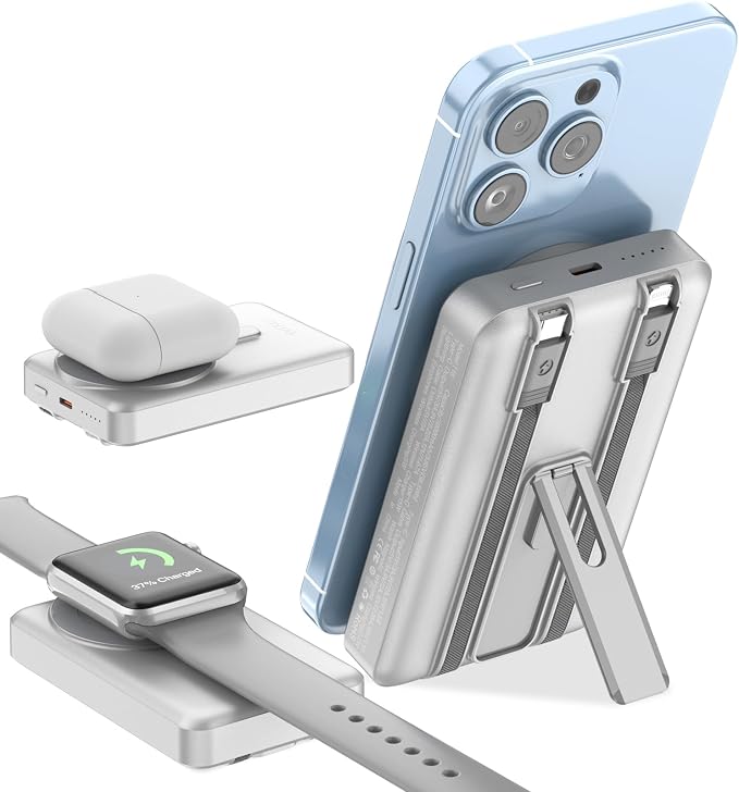 Wireless Portable Charger, 3-in-1 Magnetic Power Bank 10000mAh by WIXLI