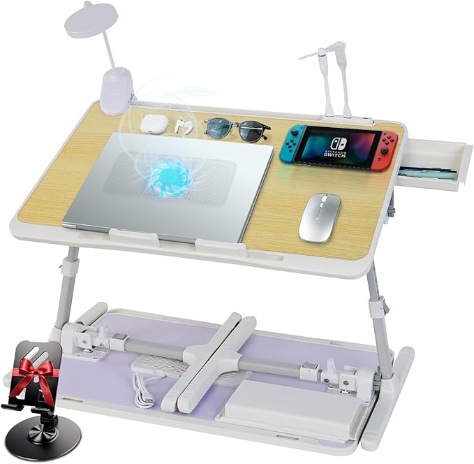 Laptop Lap Desk Include Cooling Fan, Adjustable Lap Desk by IXTRA