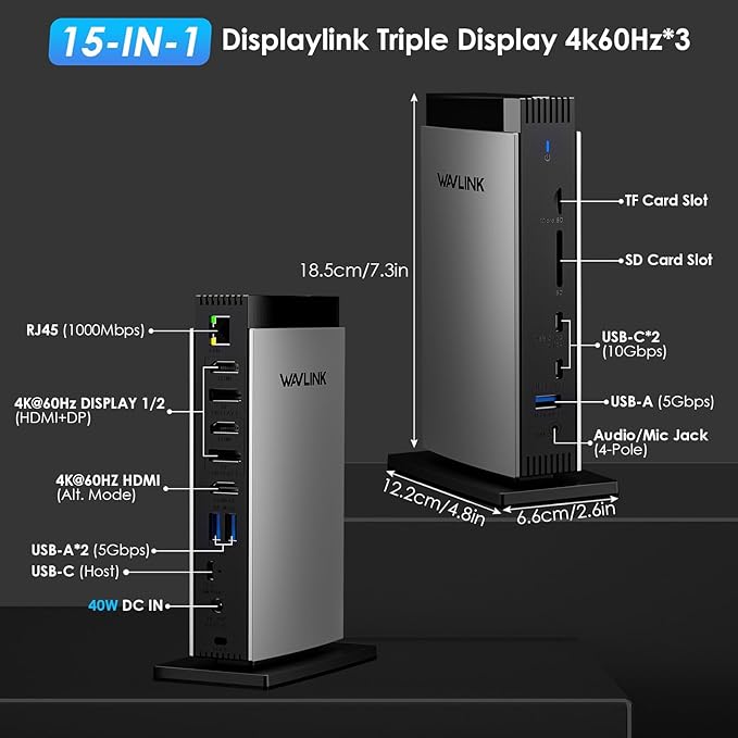 WAVLINK USB C DisplayLink Docking Station - Image 2
