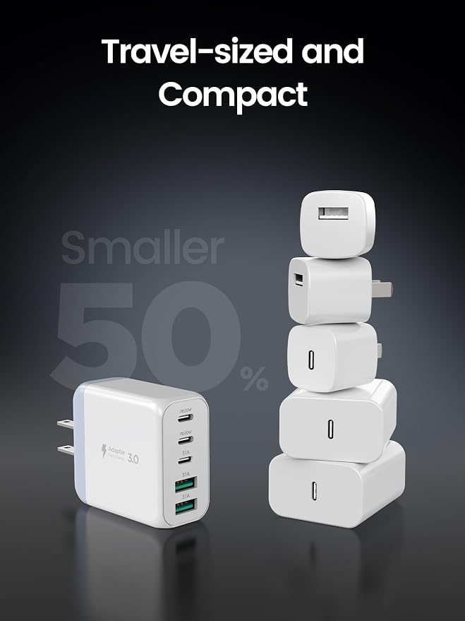 USB C Charger Block, EIZLXQ Type C Charger Fast Charging, 50W 5-Port USB Wall - Image 6