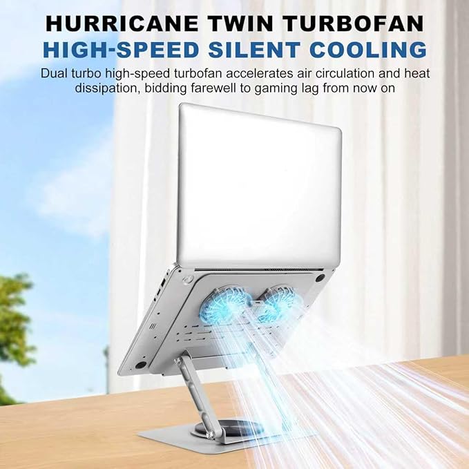Laptop Cooling Pad with 2 Detachable Fans, Adjustable Height & Angle Stand - Image 3