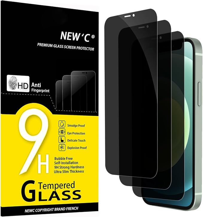 NEW'C 3 Pack Privacy for iPhone 12 Mini Screen Protector, Enhanced 28-Degree by NEWC