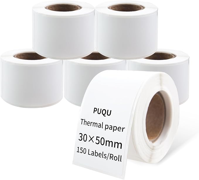 PUQU 30x50mm Direct Thermal Sticker Labels, Self-Adhesive All-Purpose Label by PUQU