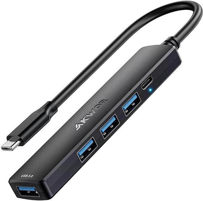 USB C Hub with USB C Powered/Data Port, USB Extender by AKWOR