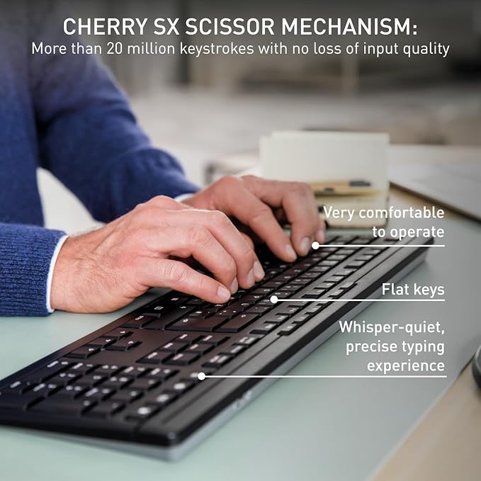 Cherry Stream Comfort Desktop Wireless Keyboard and Mouse | USB SX Scissors - Image 3