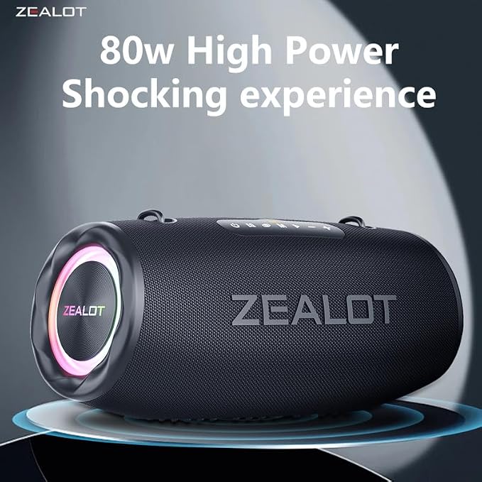 ZEALOT 80W Portable Bluetooth Speaker, Stereo Sound - Image 4