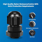 Cable Gland 20 Pack Plastic Waterproof Adjustable Connector 3-7mm PG7 Strain - Image 5