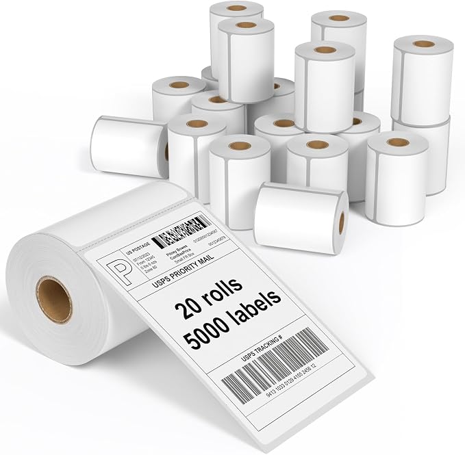 FungLam 4"X6" Thermal Shipping Labels, 5000 Labels, 20 Rolls, Compatible by FungLam