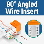 Everest 90° Angled RJ45 Cat6A Keystone Jacks 20-Pack in Orange - Image 3