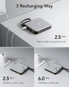 VRURC Portable Phone Charger 4 Built-in Cables, Fast Charging PD 20W Power Bank - Image 5