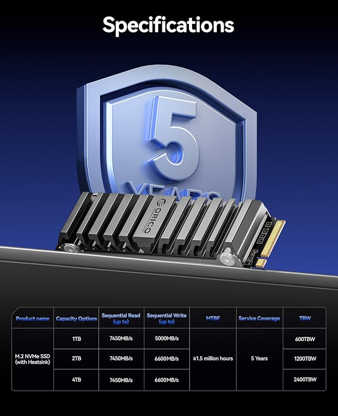 ORICO OS5 4TB M.2 SSD for PS5 Storage Expansion, M.2 PCIe 4.0 NVMe Gaming SSD - Image 9