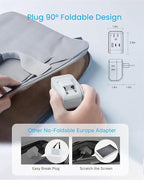 2 Pack European Travel Plug Adapter, VINTAR PD 35W Foldable Type C Adapter - Image 3