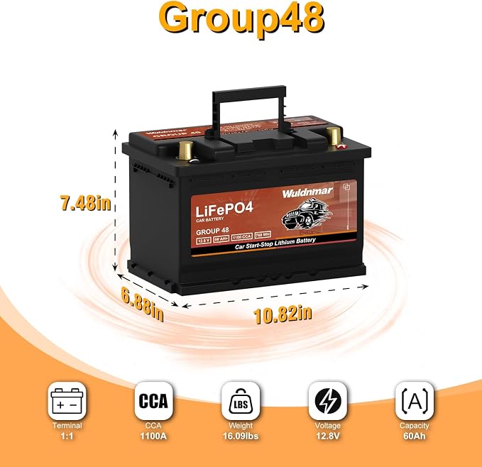 High Performance G48 12V 60AH Lithium Car Start-Stop Battery - Image 2