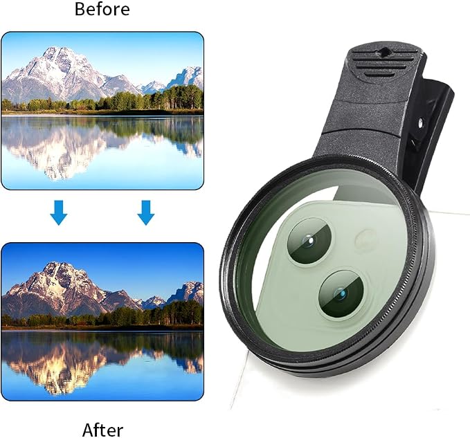 EMVANV 52mm Clip-on CPL Phone Camera Lens Filter, Phone Lens Filter Kit - Image 8