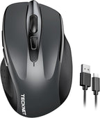 TECKNET Wireless Mouse Rechargeable, 2.4G USB-A Silent Mouse, Quiet Click by Tecknet