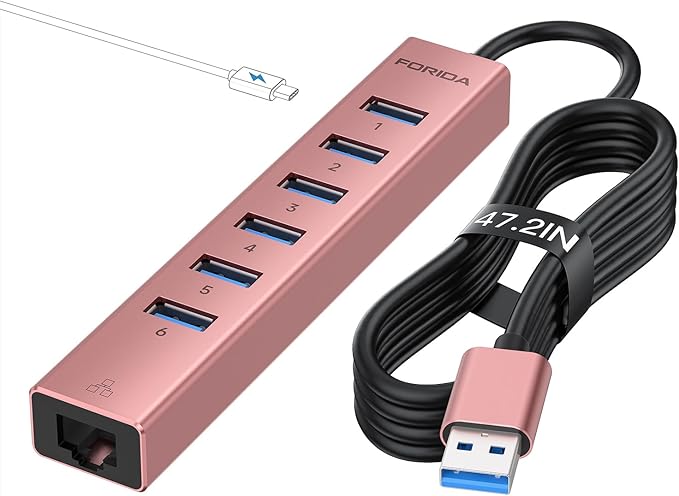 Aluminum USB 3.0 Adapter USB to Ethernet HUB by FORIDA-Besttecforusbhubdockingstation