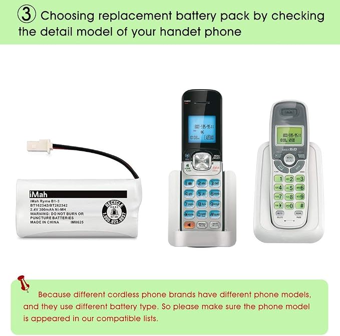 iMah BT162342 BT262342 Cordless Phone Batteries Compatible - Image 6