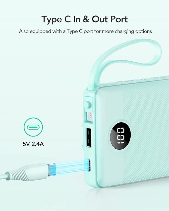VRURC Portable Charger Power Bank, 10000mAh Travel Essentials Battery Pack - Image 3