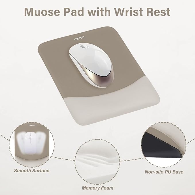 MOSISO Wrist Rest Support for Mouse Pad&Keyboard Set, Rectangular Ergonomic - Image 3