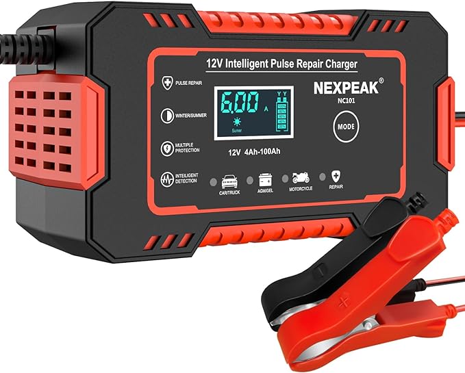 Car Battery Charger, 12V 6A Smart Battery Trickle Charger Automotive Battery by NEXPEAK