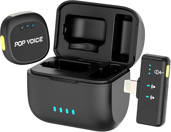 Mini Microphone for iPhone 14/13/12, Lightning Wireless Mic by PoPvoice