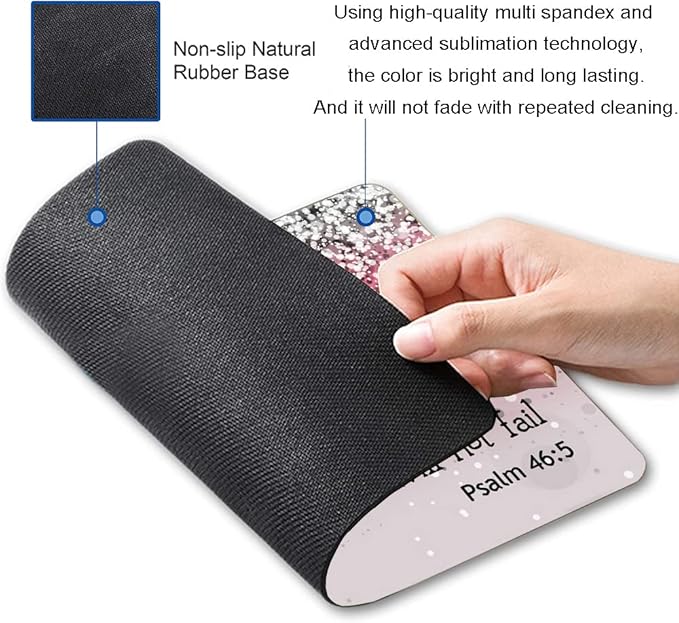 Mouse Pad, Bible Verse Pink Sparkles Glitter Mouse pad, Square Waterproof Mouse - Image 2