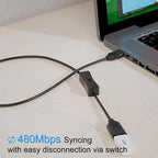 USB On/Off Switch Cable 3.3FT 2-Pack, 2A Charging 480Mbps Data, Type-A 2.0 - Image 5