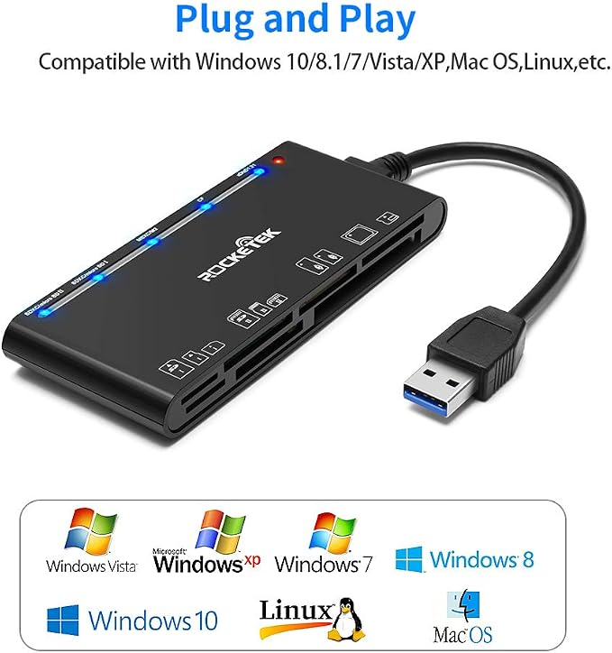 USB3.0 Multi-Card Reader, SD/TF/CF/Micro SD/XD/MS 7 in 1 Fast 5Gbps Memory Card - Image 5