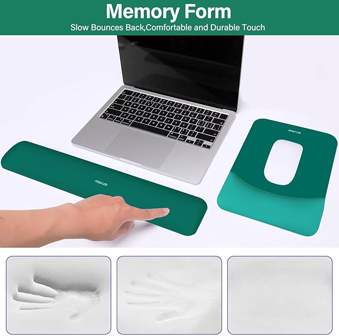MOSISO Wrist Rest Support for Mouse Pad&Keyboard Set, Rectangular Ergonomic - Image 4