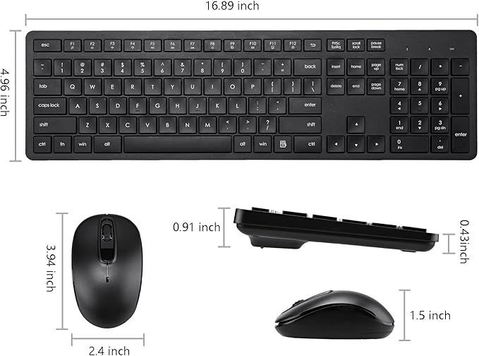 Wireless Keyboard and Mouse Combo, 2.4G Silent Cordless Keyboard Mouse Combo - Image 7