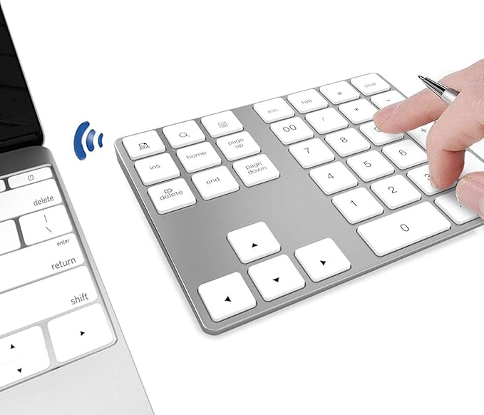 Bluetooth Number Pad, Wireless Numeric Keypad, USB-C Rechargeable External by JOYEKY