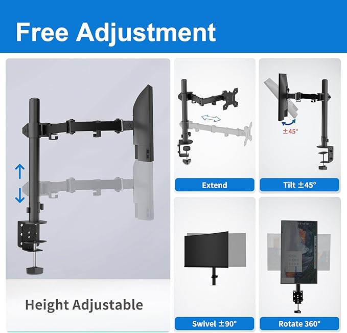 H&C Single Monitor Mount, Desk Mount - Image 3
