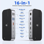 Laptop Docking Station, 16 in 1 Docking Station USB C Docking Triple Monitor - Image 2