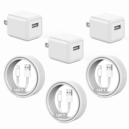 iPhone Charger, 3 Pack 10ft iPhone Charger Data Sync Transfer Lightning Cable by TrimDish