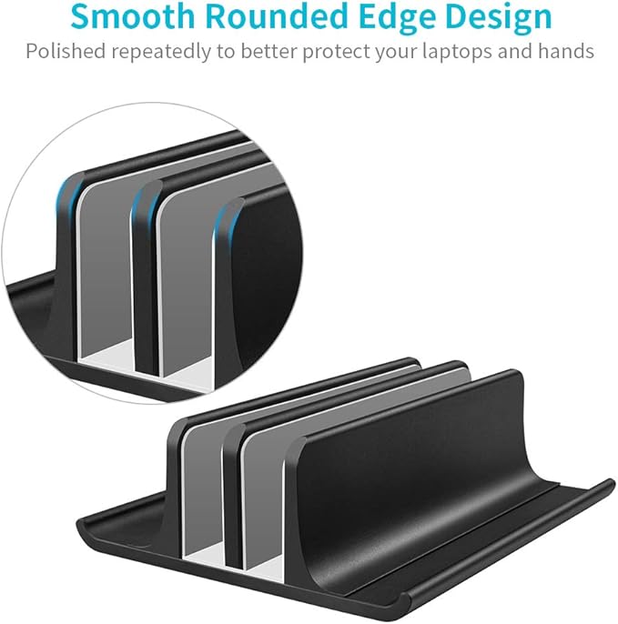 Vaydeer Double Adjustable Vertical Laptop Stand Newly Designed 2 Slots Aluminum - Image 5