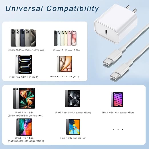 10FT Fast Charging Cord for iPhone 16 15, iPad Pro/Air/Mini - Image 5