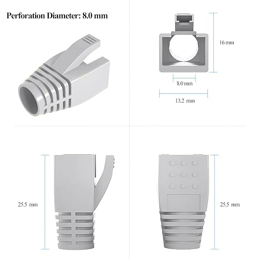 50-Pack RJ45 Boot Cover, Cat6A Cat7 Ethernet Network Cable Strain Relief Boot - Image 2