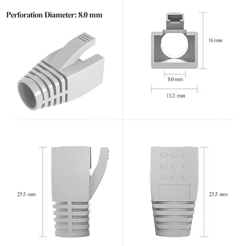 100Pack RJ45 Boot Cover, Cat5 Cat6 Cat6A Ethernet Network Cable Strain Relief - Image 2