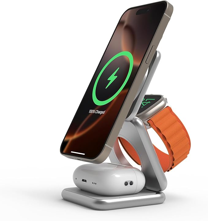 REDBEAN 3in1 Qi2 Wireless Charging Station, Mag-Safe Charger Stand Compatible by REDBEAN