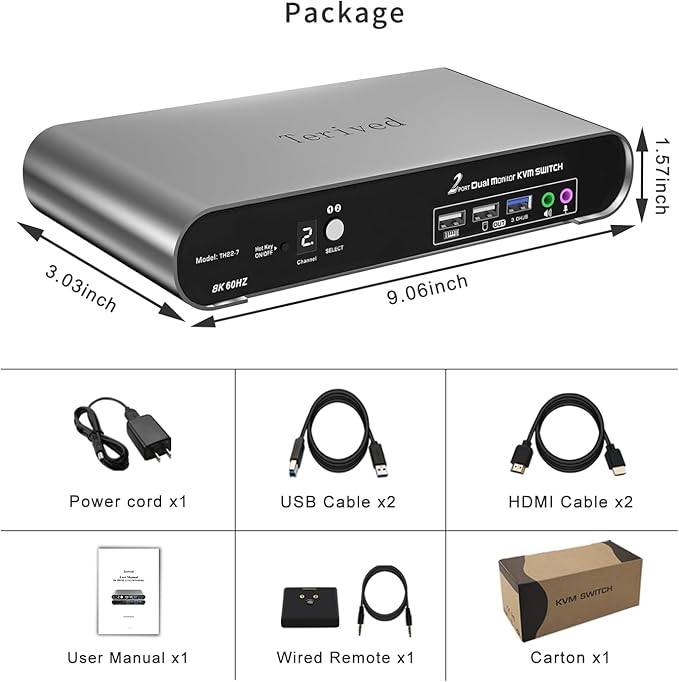 2 Computers 2 HDMI Monitor Automatic KVM Switch 8K@60Hz, Hotkey Switching - Image 6