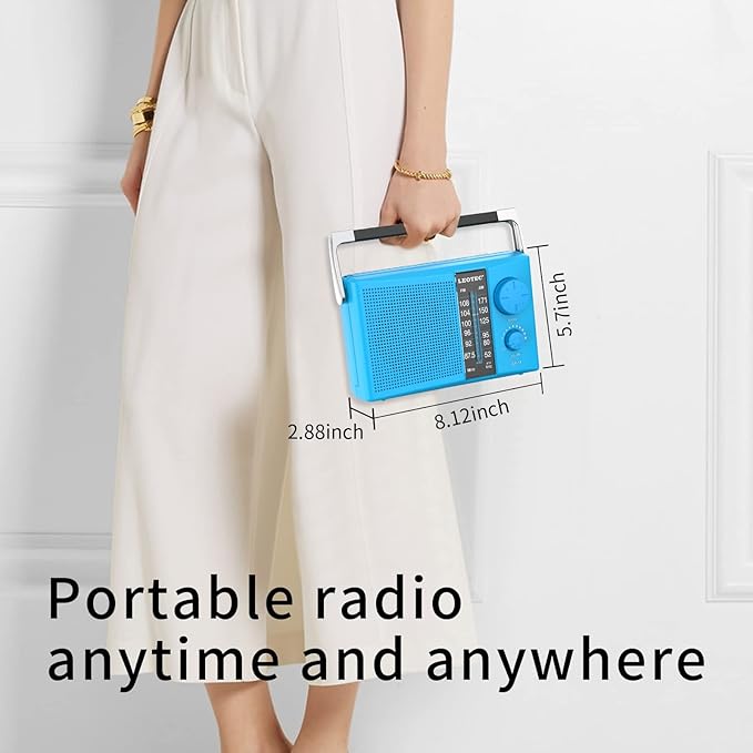 LEOTEC AM/FM Radio with Best Reception, AC or Battery Operated Portable Radio - Image 4
