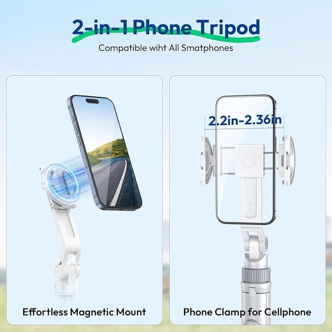 ULANZI TT88 Magnetic Tripod for iPhone, 2-in-1 Phone Clip & Dual Cold Shoe - Image 2