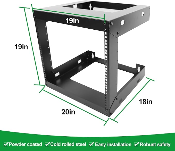 9U Wall Mount Open Frame 19 Inch Server Equipment Rack Wall Mountable Heavy - Image 2