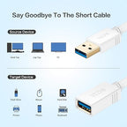 VCZHS Tech USB Extension Cable White 15ft, USB 3.0 Extender - Image 3