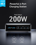 Anker Prime Charger, 200W 6-Port GaN Charging Station, USB-C PD Fast Charging - Image 2