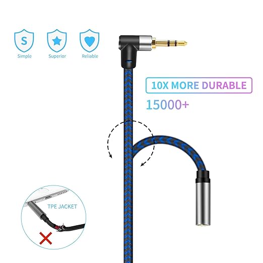 3.5mm Male to Female Extension Stereo Audio Extension Cable 6FT, Cotton-Braided - Image 4