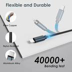5FT Travel Essentials for Apple Watch Charger 3 in 2 Multi Fast Charging Cable - Image 4