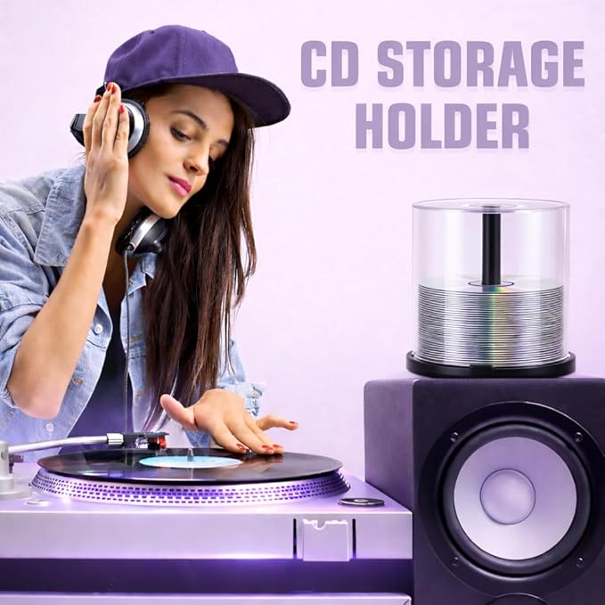 Homoyoyo 2PCS Empty CD/DVD Cake Box Spindle, Empty Plastic CD Cake Box Clear - Image 3